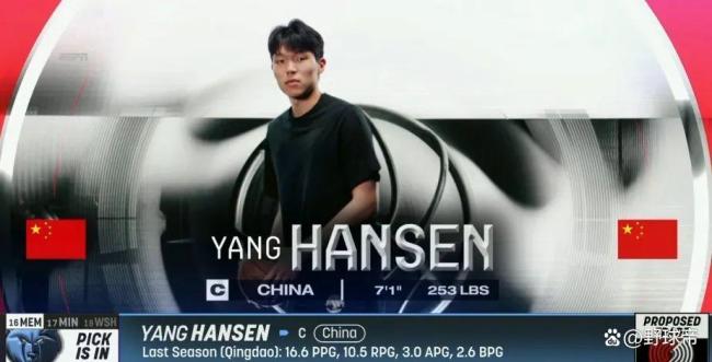 媒体:杨瀚森成今年NBA选秀最大黑马